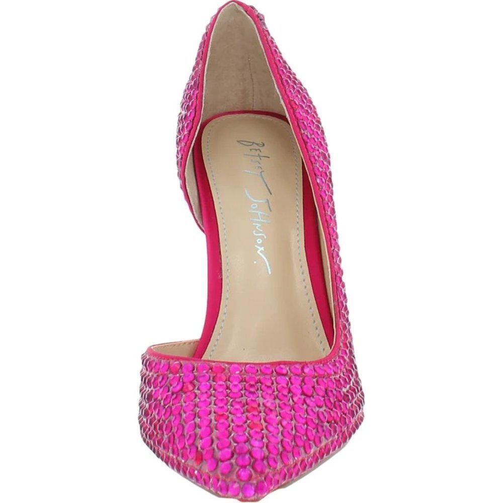 NIB Betsey Johnson Shary d'Orsay Rhinestone Pumps in Fuchsia Size 6.5 - Picture 3 of 5
